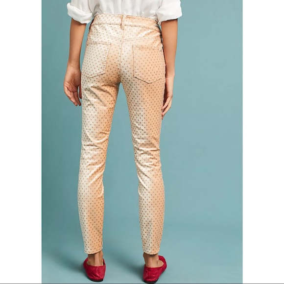 Anthropologie Pilcro Velvet High-Rise Skinny Ankle Polka Dot Pants - Picture 2 of 16